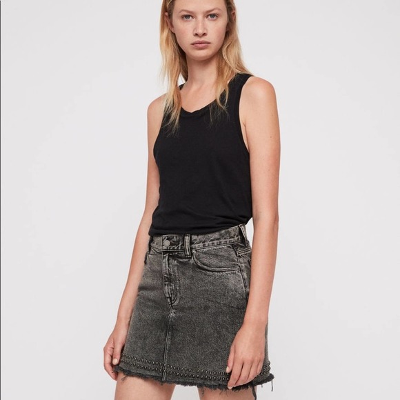 All Saints Denim Skirt I’m Washed black size 4 - Picture 1 of 11